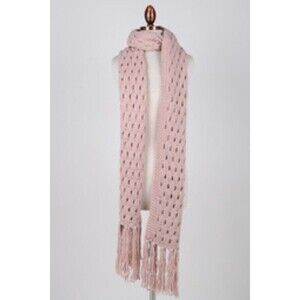 Oversized Ribbed Tassel Cozy Winter Scarf in Heather Pink